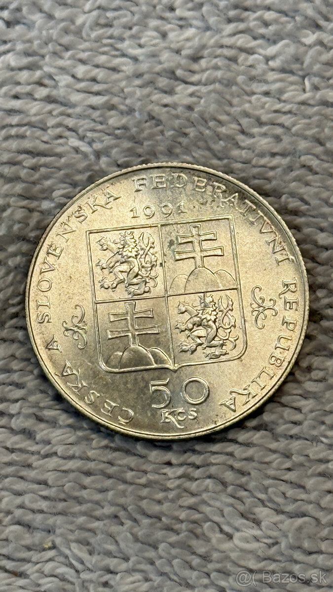Stříbrná mince Československo – 50 Kčs 1991 (Mariánské Lázně - 2