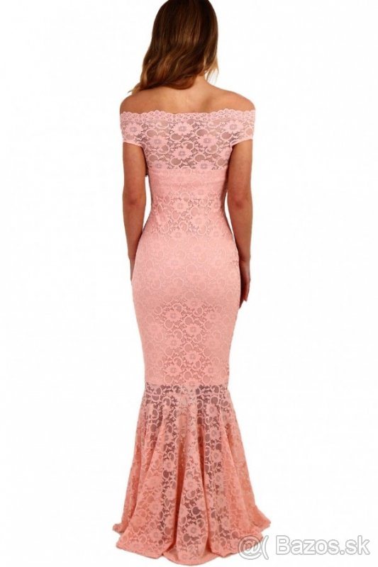 Ružovo - lososové čipkované šaty - 2