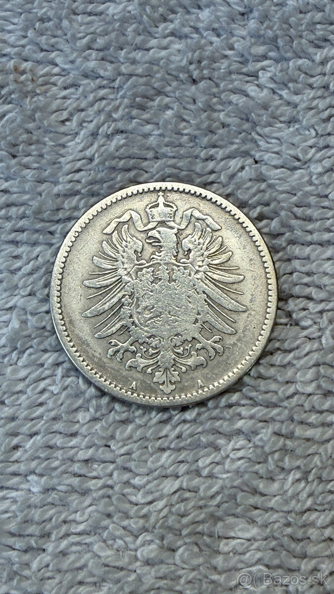Stříbrná mince Německo – 1 Mark (1873–1907, Deutsches Reich, - 2