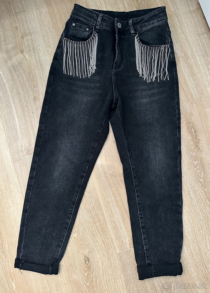 Čierne rifle s kamienkami - 2