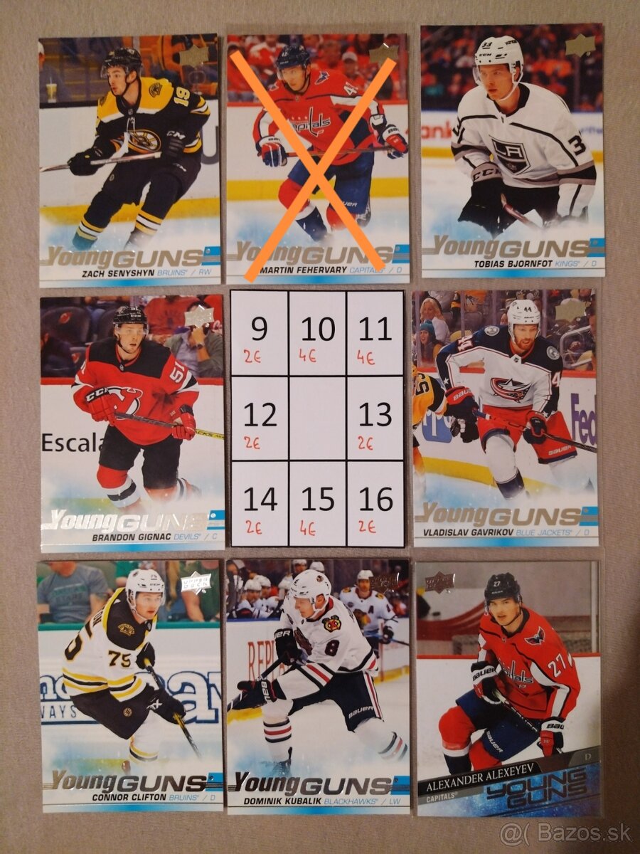 Hokejové kartičky young guns - 2