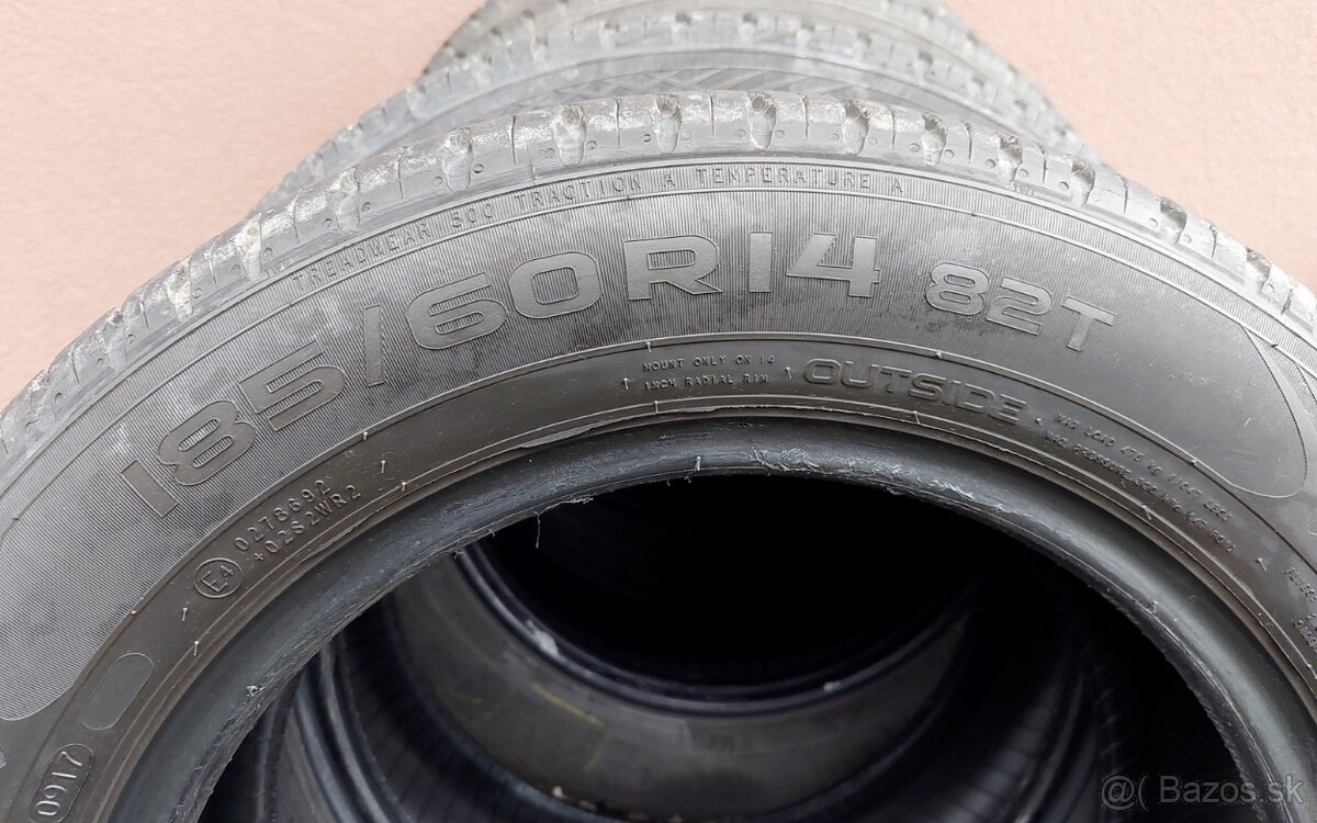 Predám sadu letných pneumatík NOKIAN 185/60 R14 82T - 2