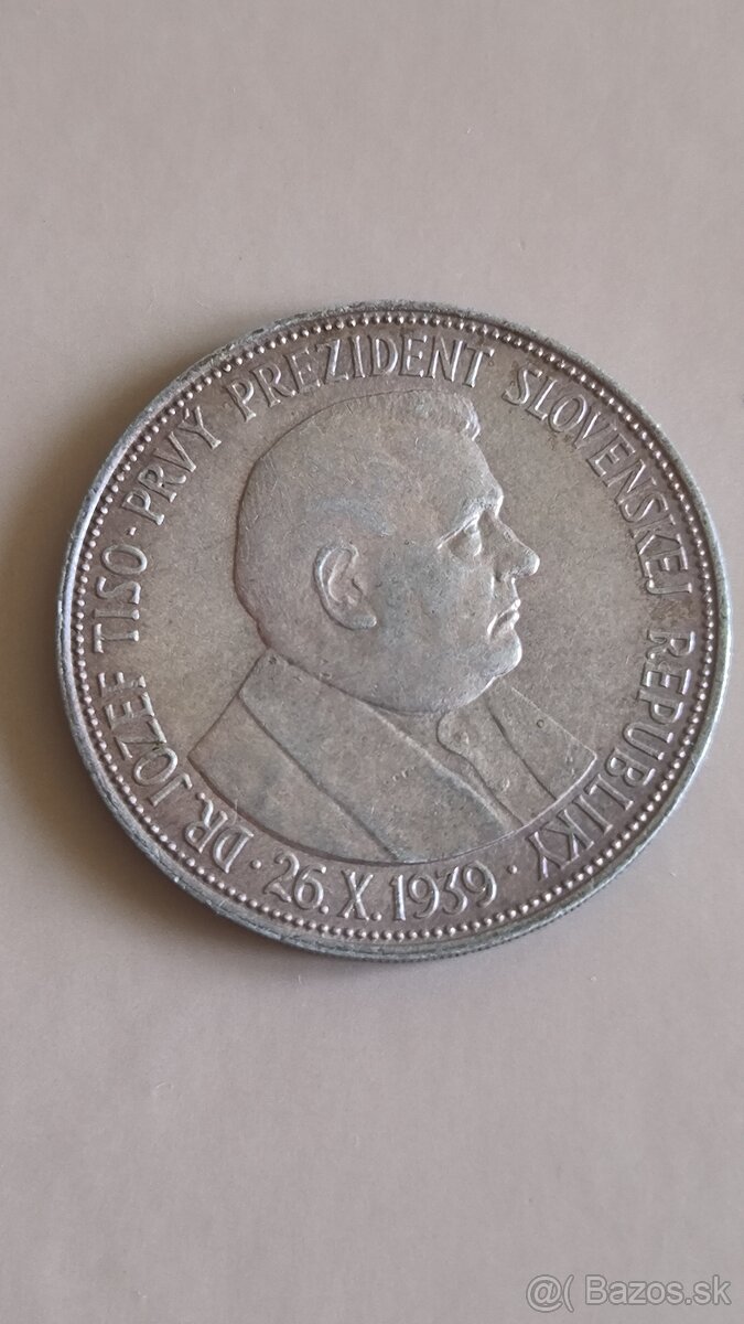 20 KS - Korún - Slovensko - TISO - 1939 - striebro - 2