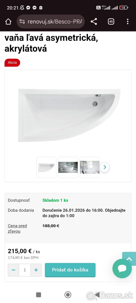 Vaňa besco praktika 140x70 - 2