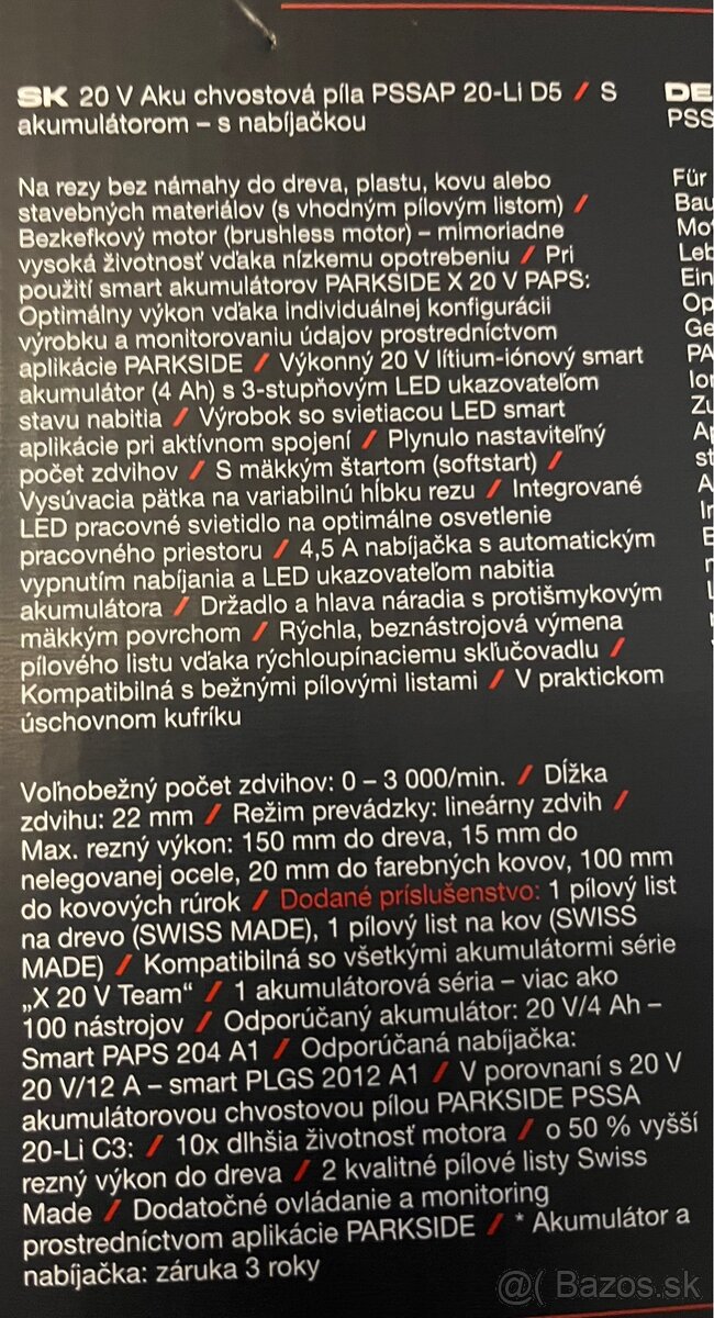 Aku Chvostova Pila Parkside Performance - 2