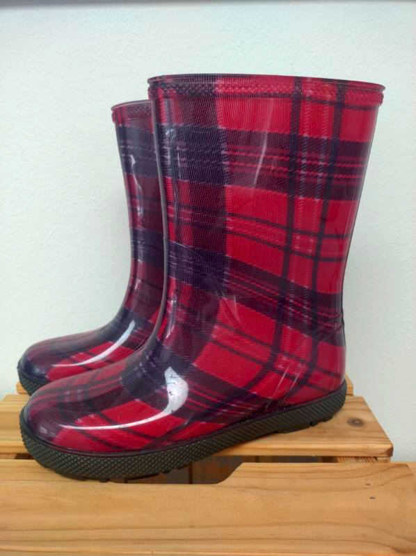 červene kockovane topanky gumáky Demar - 2