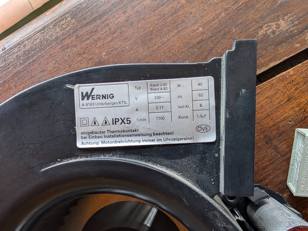 Radiálny ventilátor Wernig Silent U-60 / A-60 (ventilátorová - 2