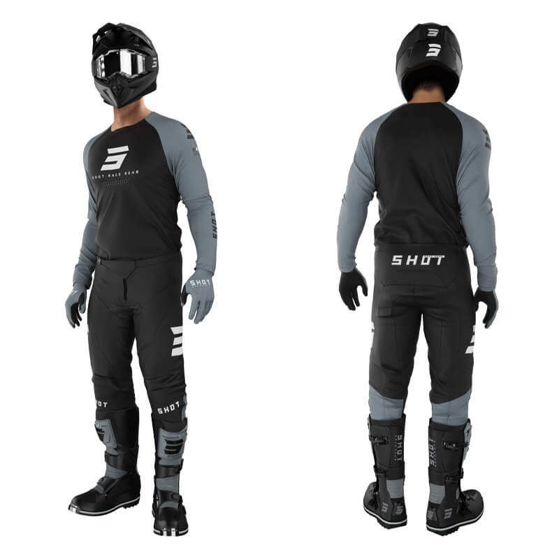 ENDURO MX SHOT čierny sivý set dres nohavice - 2