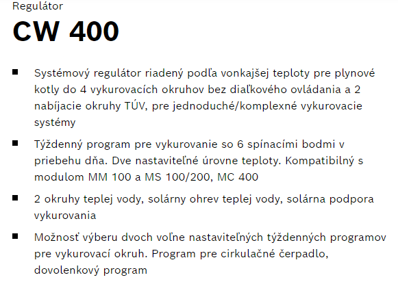 Nový termostat / ekviterm regulátor Bosch (Junkers) CW 400 - 2
