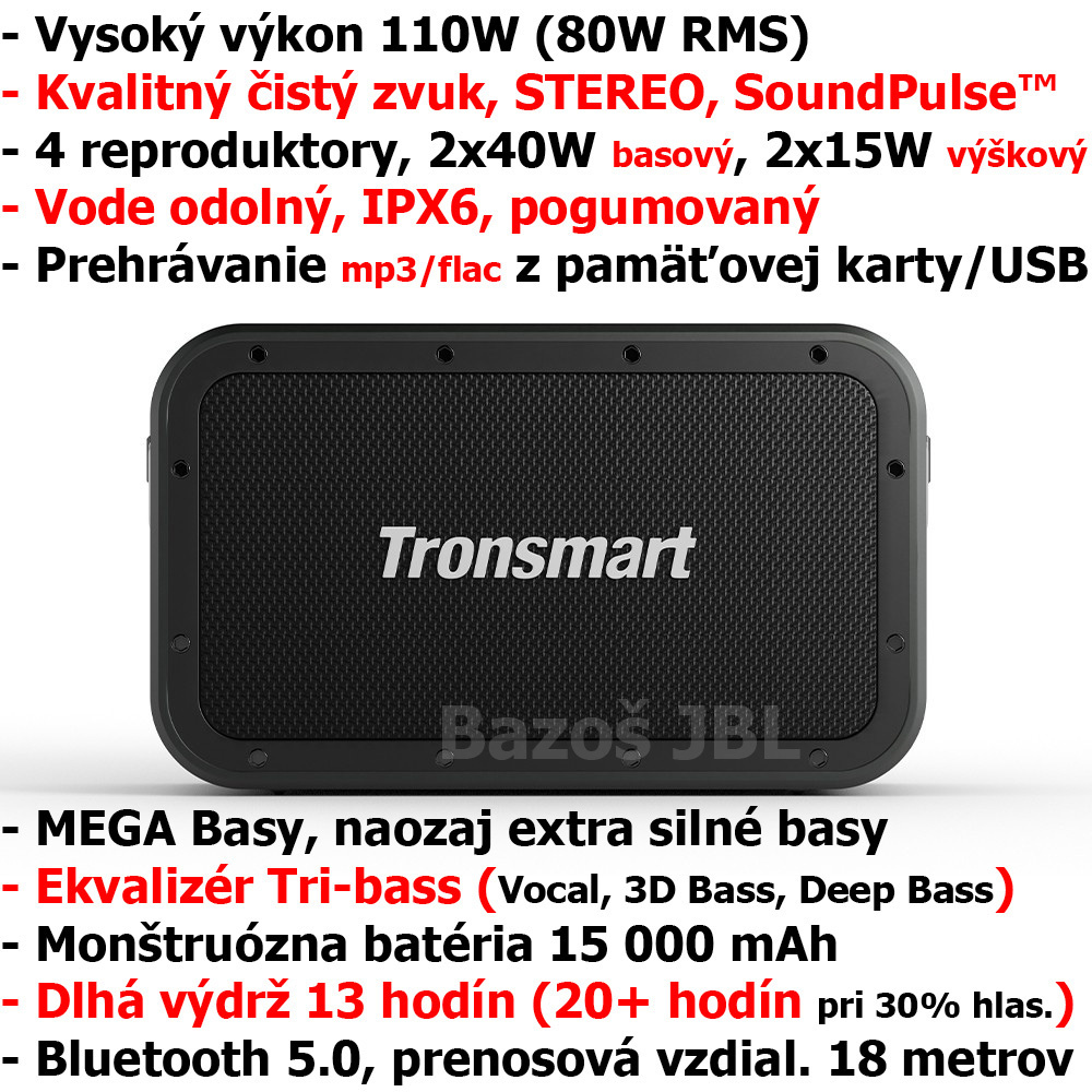 Bluetooth reproduktor Tronsmart Force Max 80W - NOVÝ - 2