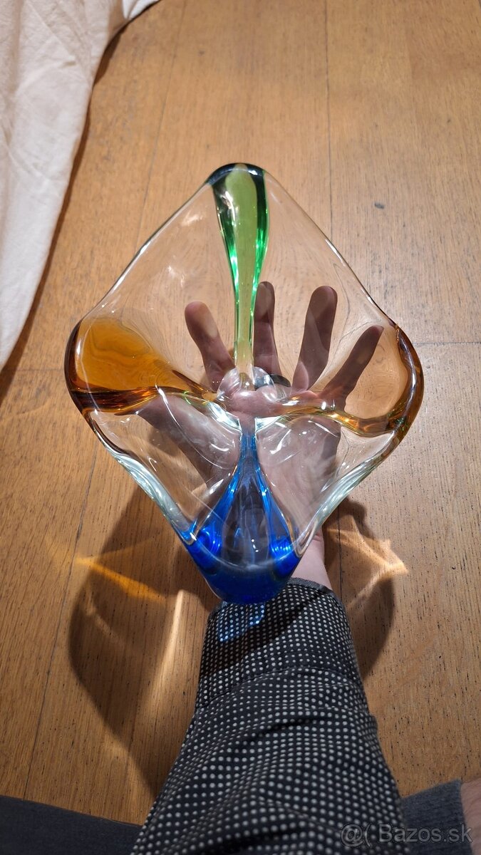 Umelecká farebná sklenená miska - ručne fúkaný originál po - 2