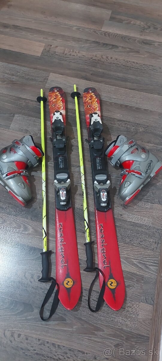 Detské lyže, lyžiarky, paličky, prilba - 2