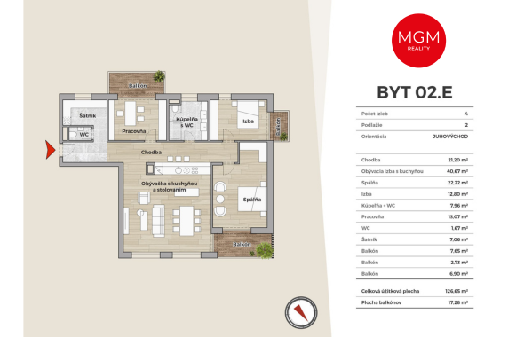 02.E - 4-izb. apartmán, 143,93 m2, DONOVALY, priamo na zjaz - 2
