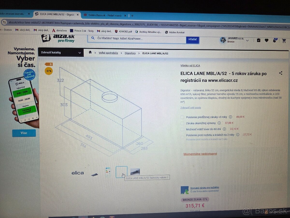 Digestor ELICA LANE MBL/A/52 - 2