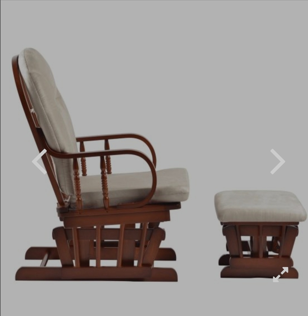 Hojdacie kreslo s podnožou, orech/béžová, TALMAN - 2