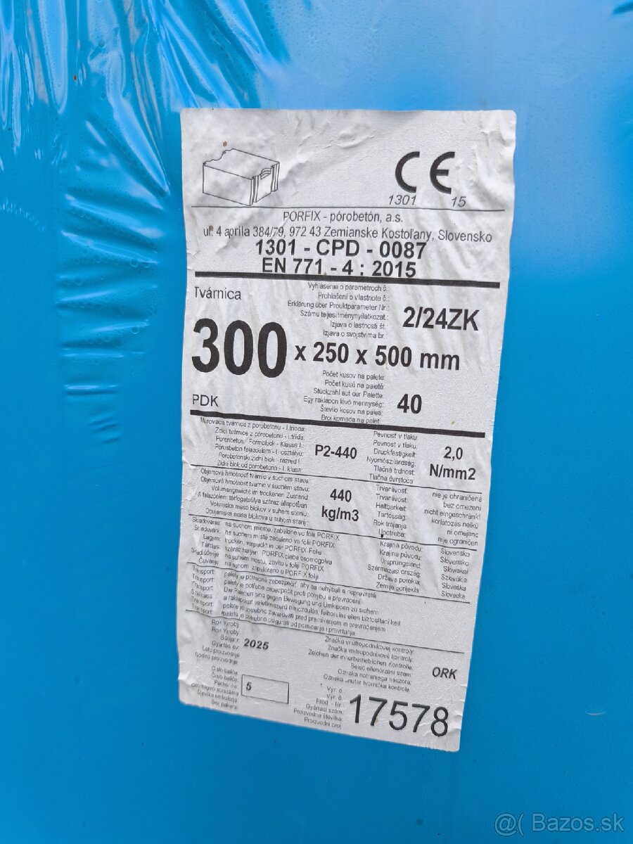 Pórobetónové tvárnice PORFIX 300 a 375 (Porfix, Ytong) - 2