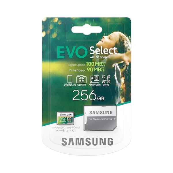 NOVÁ SAMSUNG EVO Select microSDXC 256GB, 4K, R100/W90 MB/s - 2