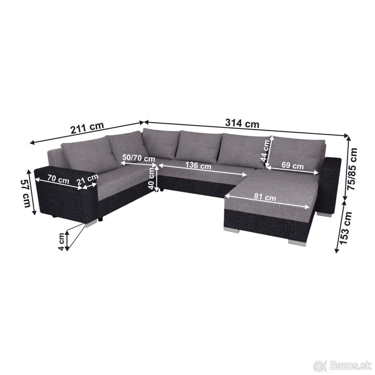 Rozkladací gauč v tvare U - 2