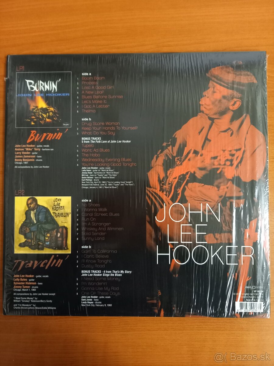 Predám New Press 2LP John Lee Hooker-Burnin+Travelin - 2