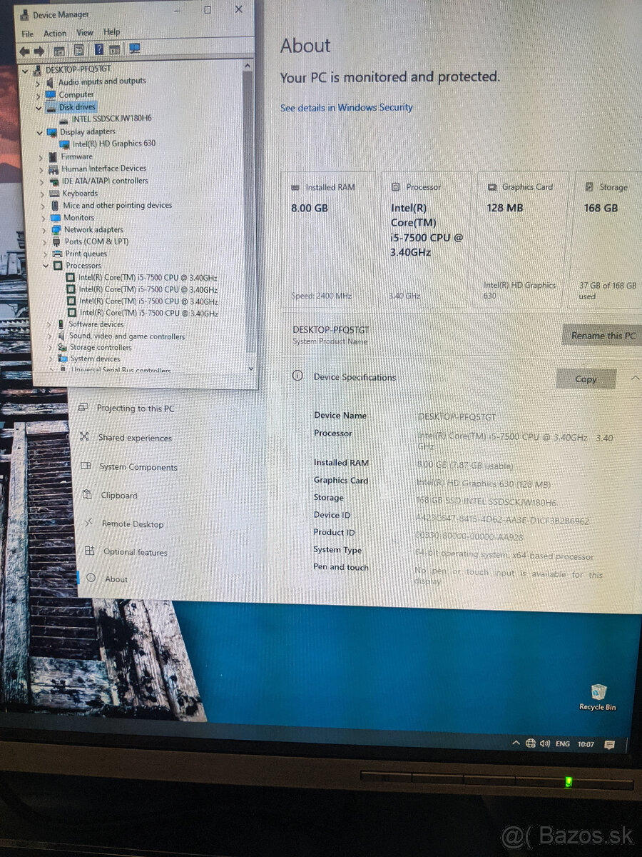 PC s1151, i5-7500, Z270M-Plus, 8GB RAM, SSD 180GB M.2 - 2