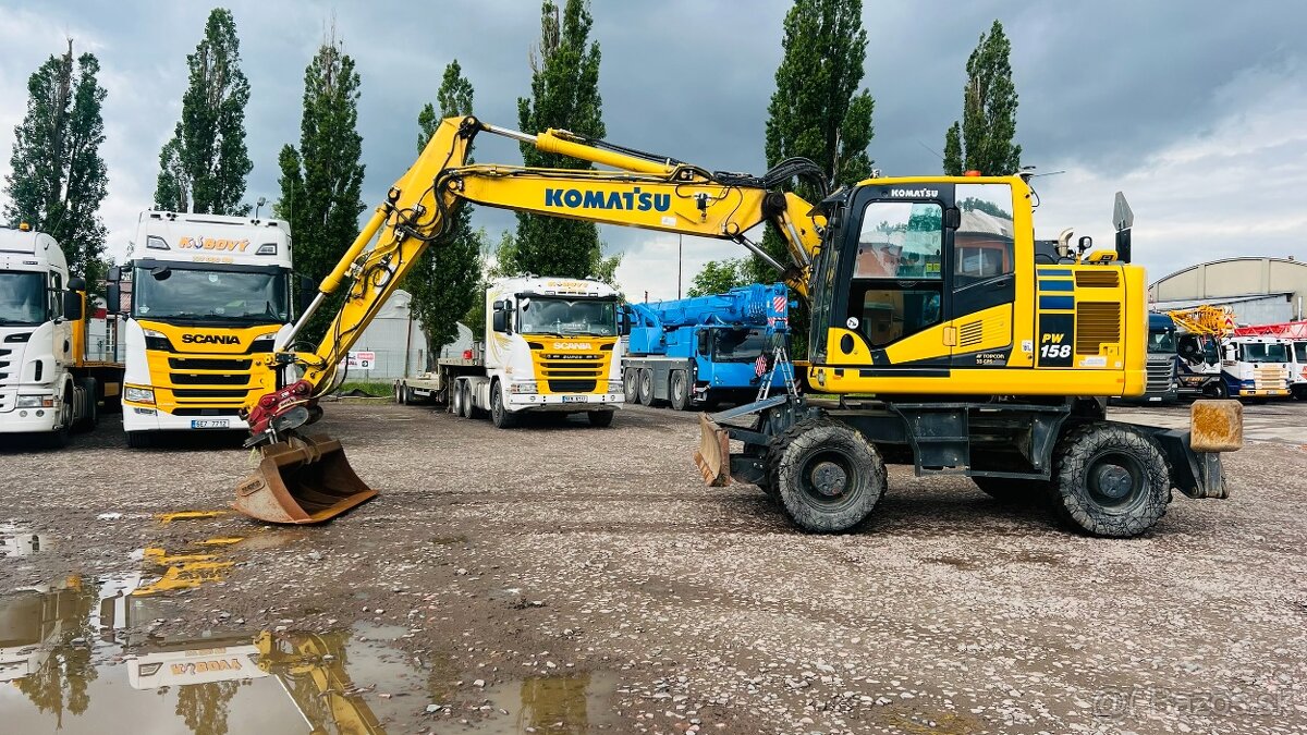 Kolové rýpadlo Komastu PW 158 - 2631 mth TOP STAV - 2