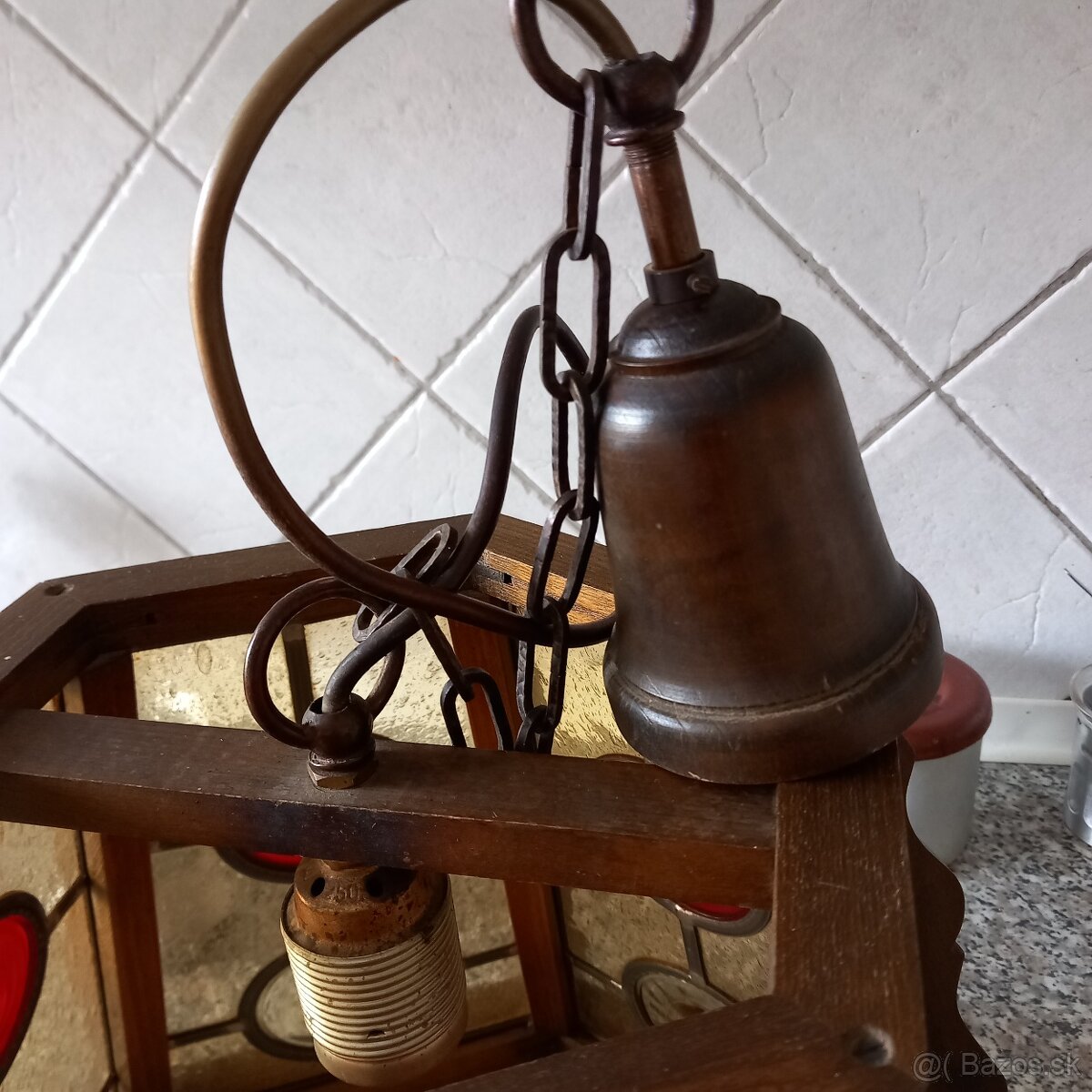 Luster rustikalny drevo sklo - 2