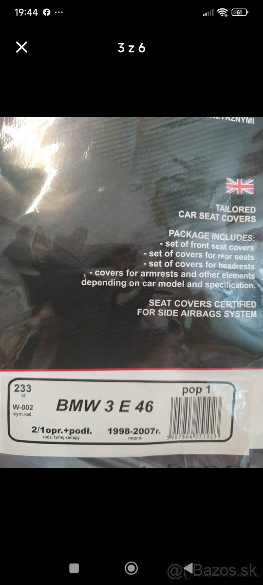 Predam originalný poťach na BMW E46-úplne nový - 2