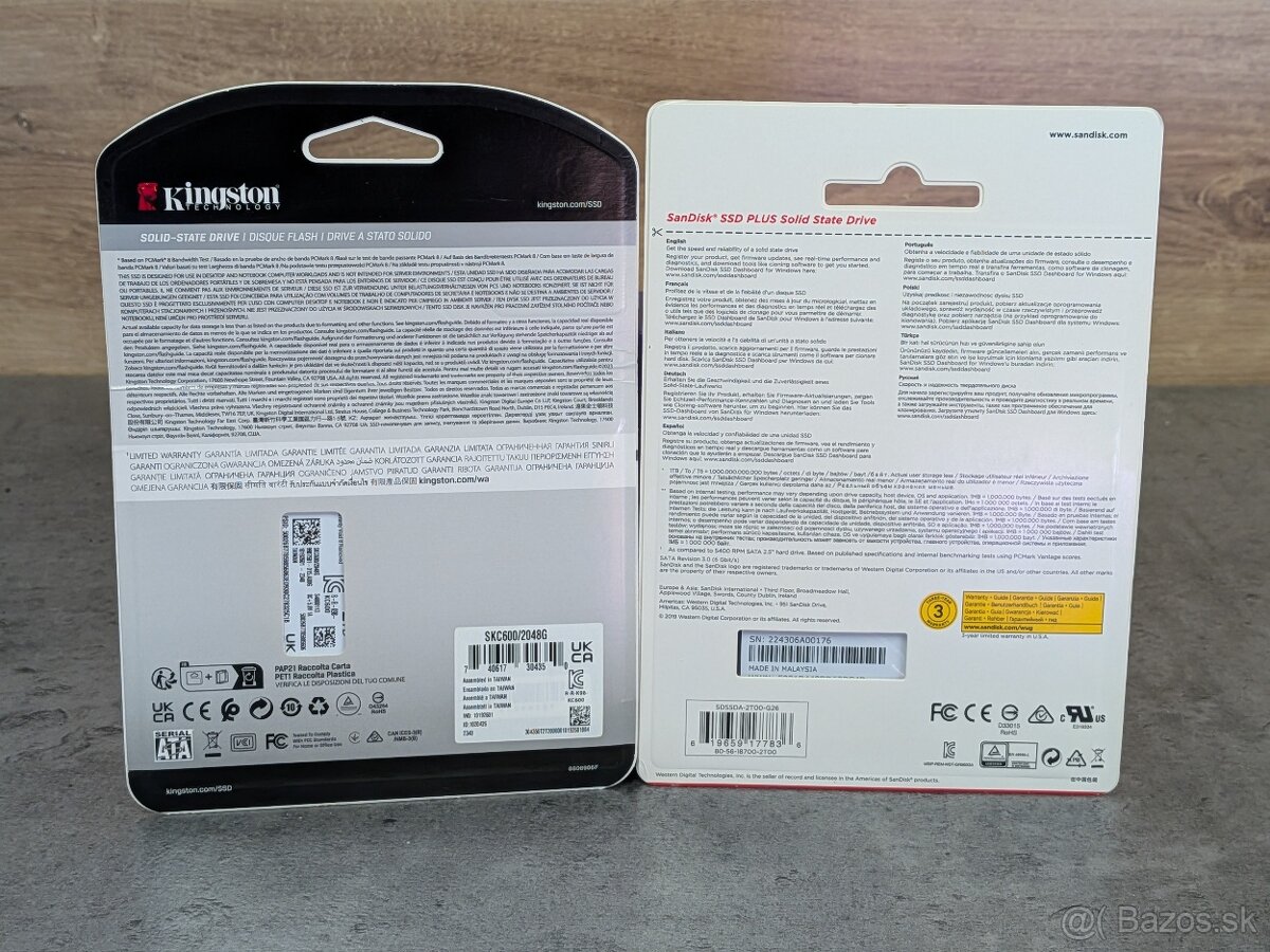 2TB SATA SSD Sandisk SSD PLUS / Kingston KC600 - NOVÉ - 2
