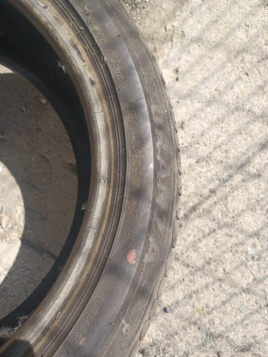 Predám Bridgestone turanza 215x45R16 Letné - 2