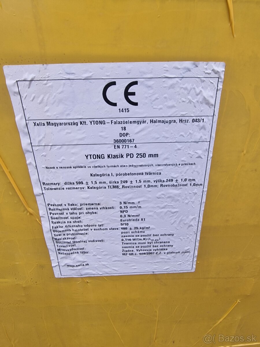 Predám 2ks palety ytong 250 - 2