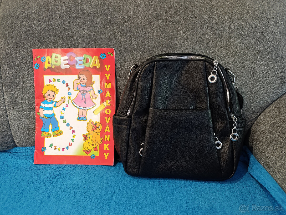 Čierny koženkový ruksak - 2