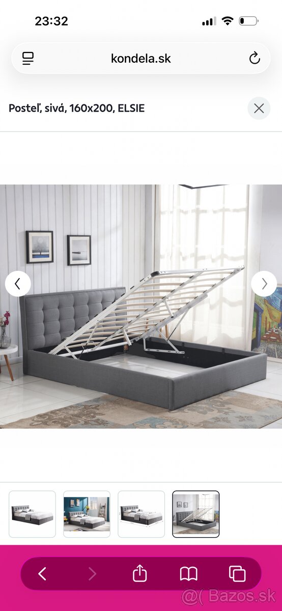 Sivá posteľ 160x200 - 2