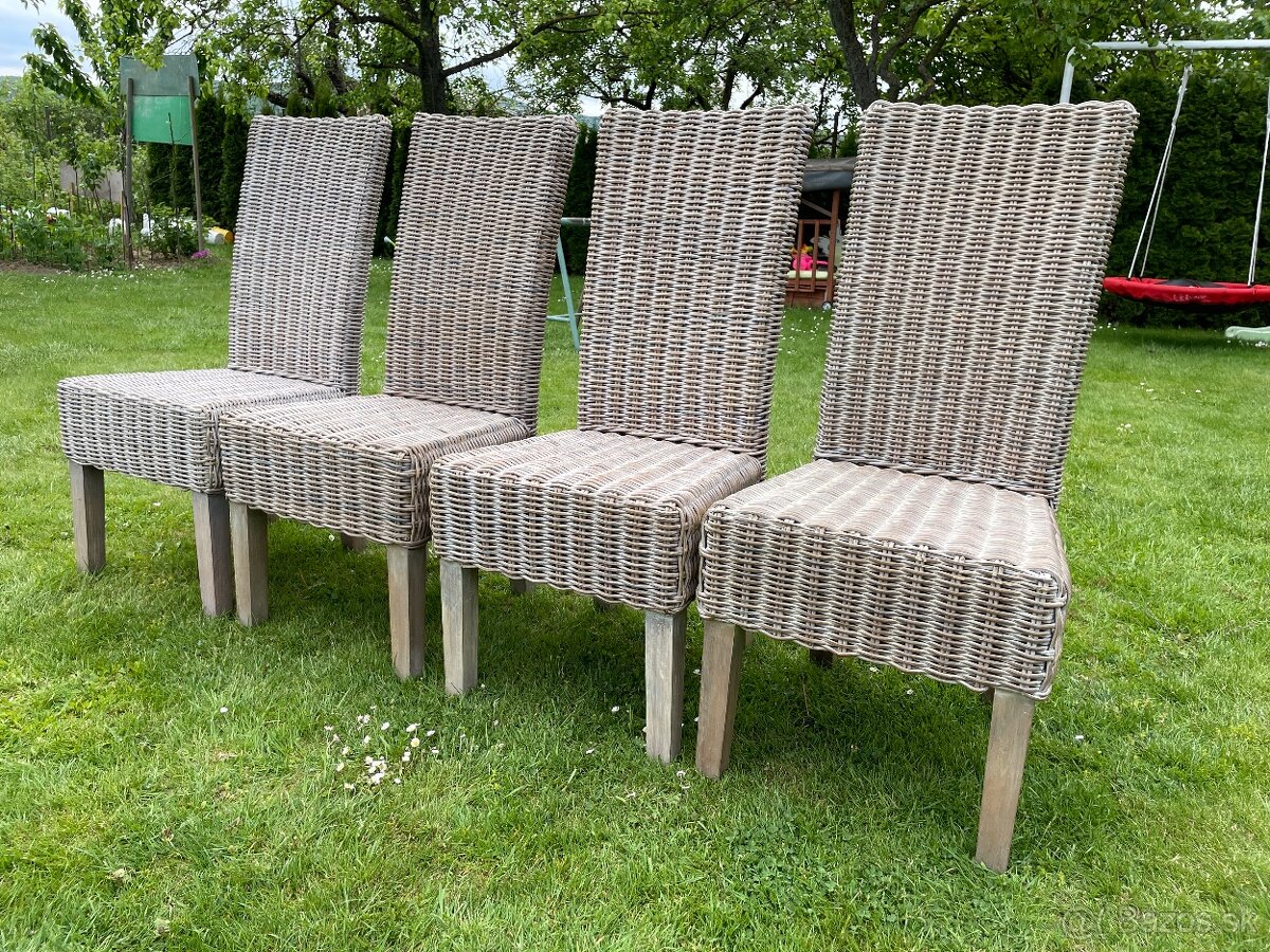 Luxusné ratanové jedálenské stoličky. Masívny prírodný ratan - 2