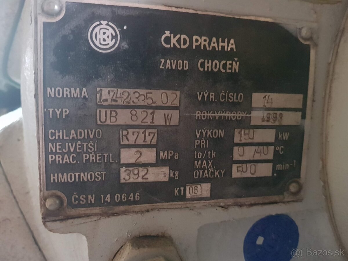 Čpavkový kompresor ČKD UB821W - 2