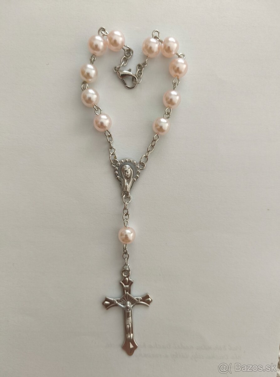 Ruženec na zapínanie (napr. do auta) - ružový - 2