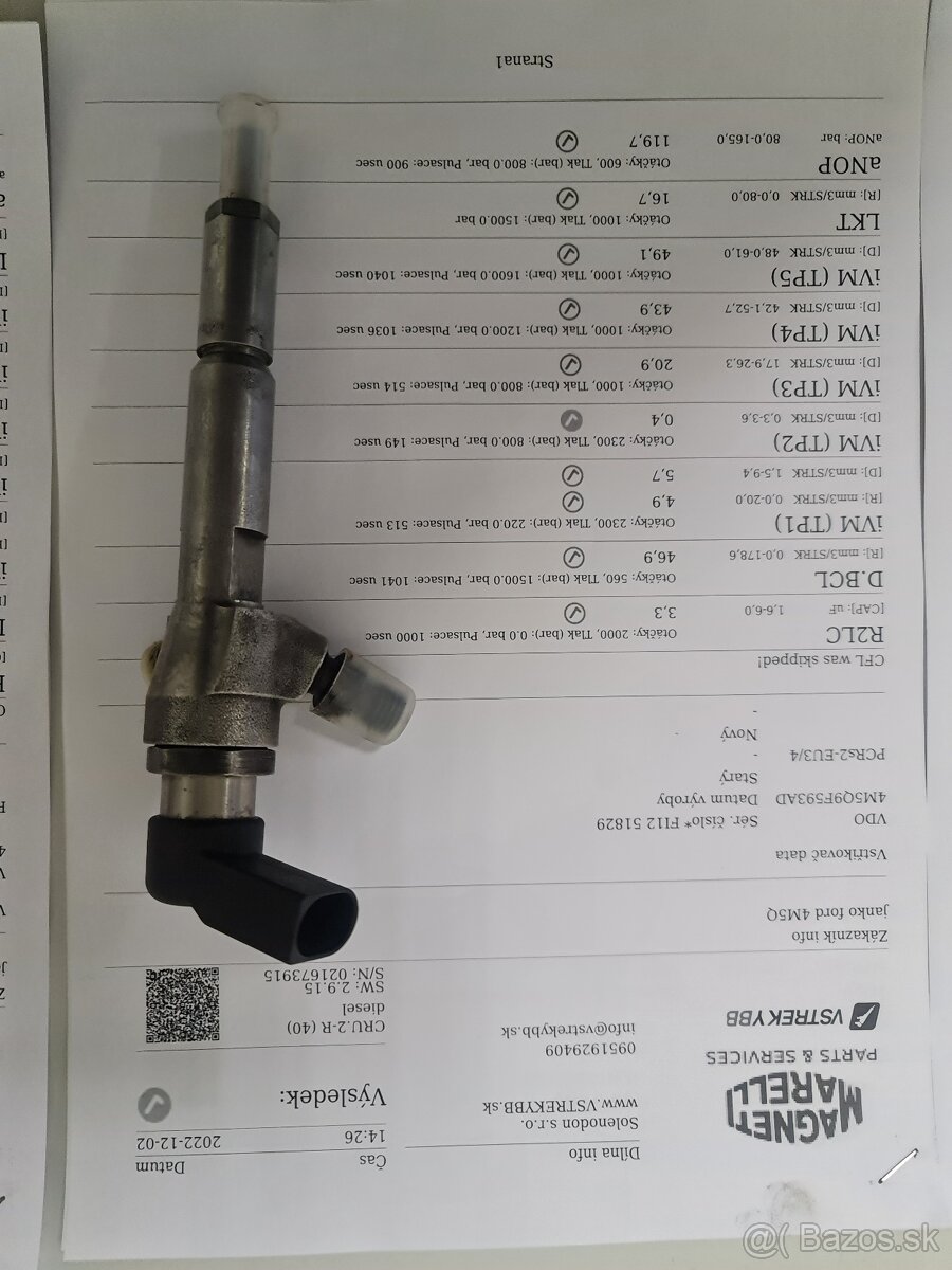 Predám vstrekovač 4M5Q9F593AD VDO Continental, Siemens - 2