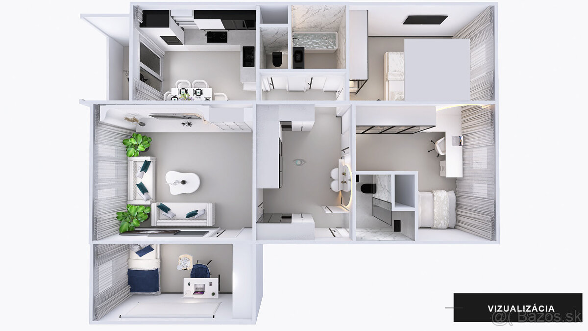 Na predaj 4 izb. byt, 89 m², VETERNICOVÁ + Garážové státie - 2