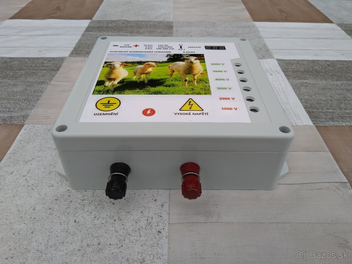 Elektrický, oplotok, ohradník. SOLÁR 12V/230V 8J - 2