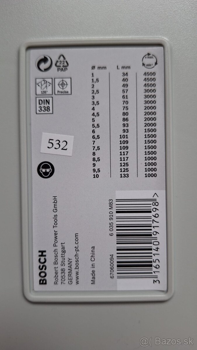 Sada vrtakov 19ks Bosch HSS v puzdre - 2