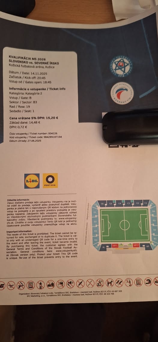 NA PREDAJ 2 VSTUPENKY NA SVK-SEV.IRSKO - 2