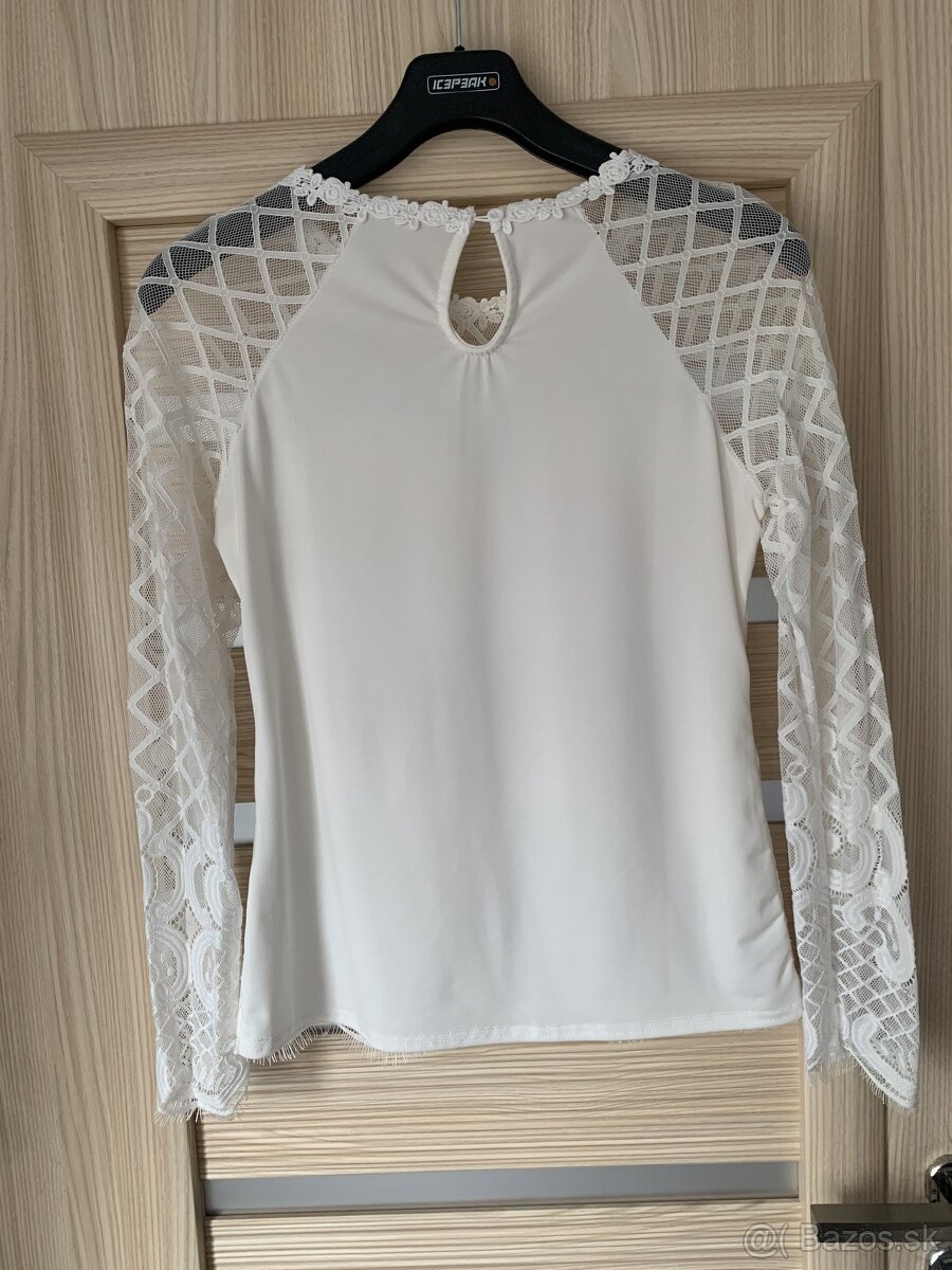 čipkovaná blúzka biela - 2