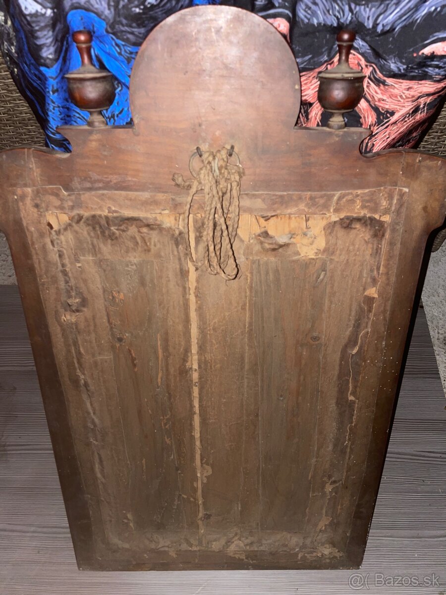 Starožitné zrkadlo v drevenom ráme - 2