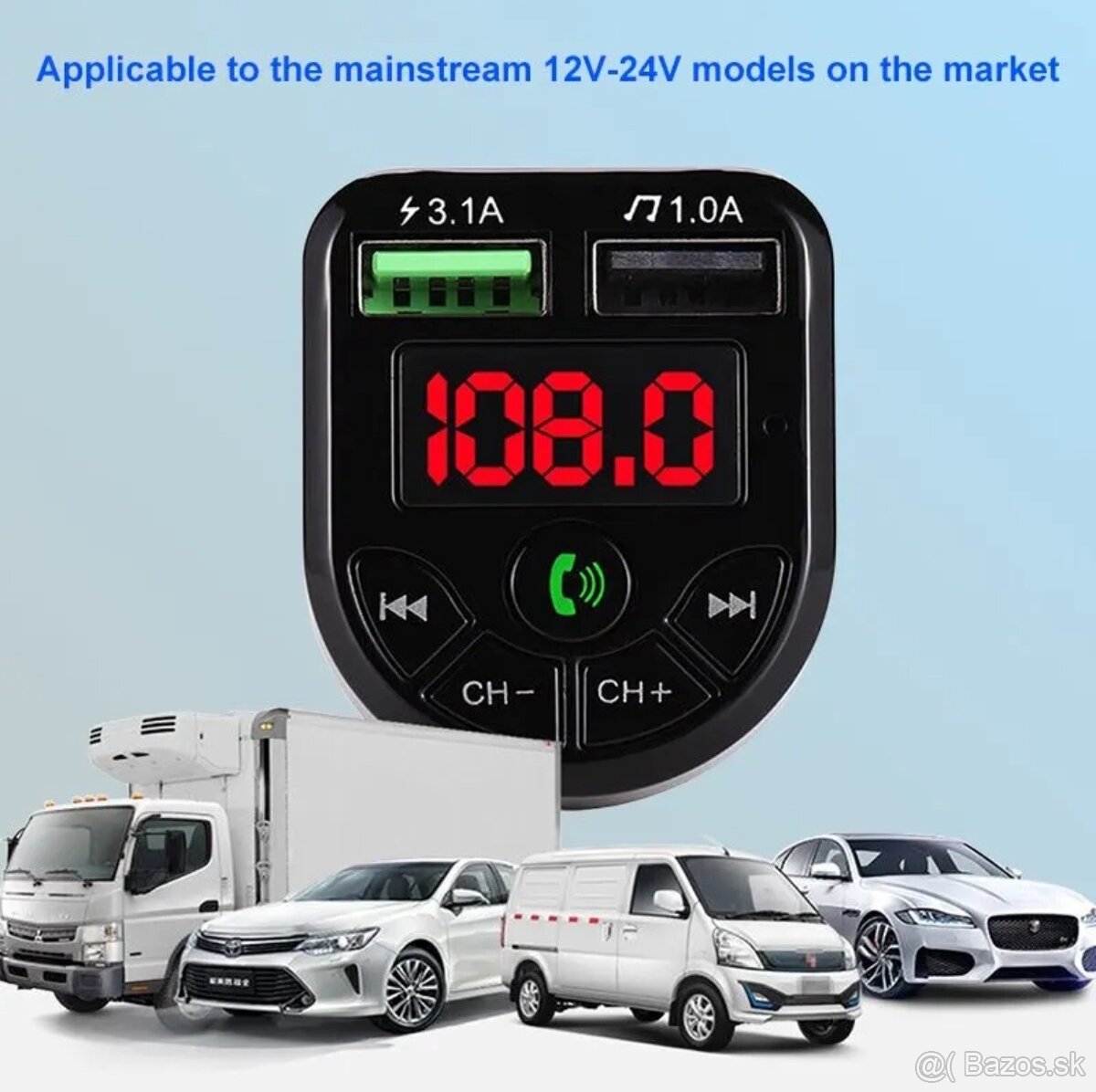 FM transmitter . bluetooth prijímač hudobný prehrávač do aut - 2