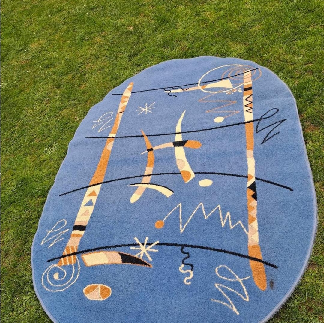 Koberec modry, 210x150cm v dobrom stave - 2