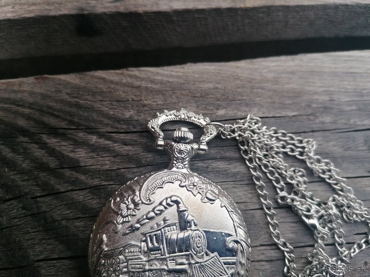 Strieborný vlak vreckové hodiny - 2