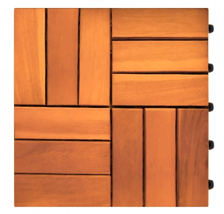 Drevené dlaždice akácia mozaika sada 11 ks po 30x30cm - 2