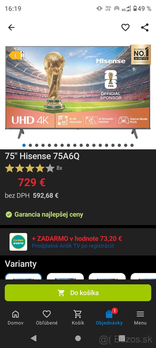 Predám nový 75" tv Hisense - 2