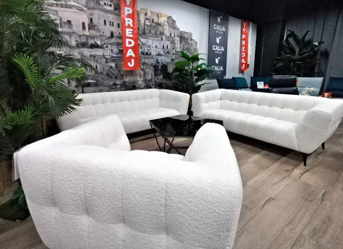 Biela bouclé sedacka 3+2+1 - 2