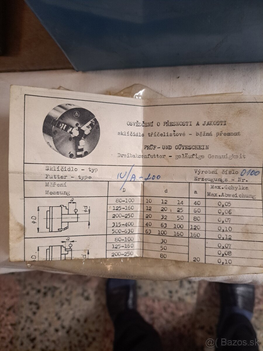 Skľučovadlo na sústruh TOS 3-čeľusťové, 200 - 2