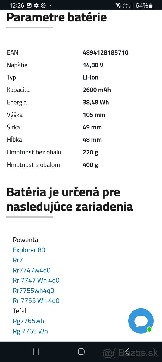 Batéria pre vysavač ROWENTA - 2